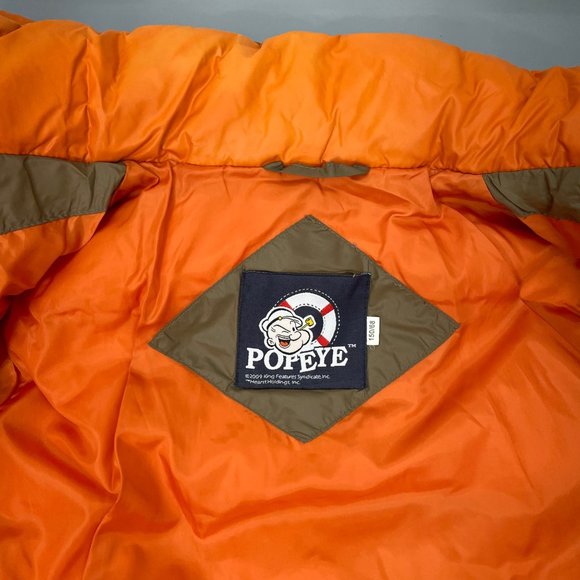 Popeye Jacket King Features Syndicate Puffer Down Embroidered Kids Tan Youth L - Picture 5 of 15